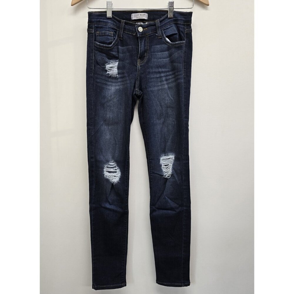 Judy Blue Skinny Denim Blue Jeans Size 9/29 Distressed Stretch Style 8327 EUC
